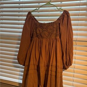 Brown Lace Women Dress